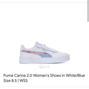 Puma CARINA 2.0 soft foam white sneakers blue purple stripe EXCELLENT condition
